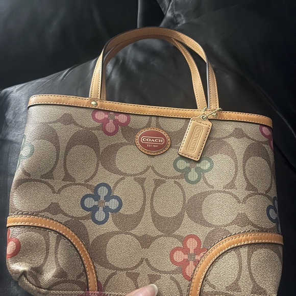 Coach Signature Canvas Tote - Brown with Multicolor Accents - Picture 1 of 4
